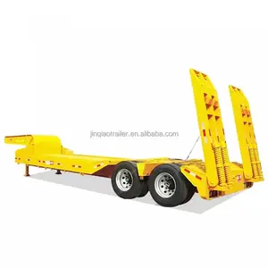 Jinqiao Heavy Duty 1+3 Axles 60Tons Flatbed Chassis Full Draw Bar Dolly Farm Tractor Trailer With Ladder