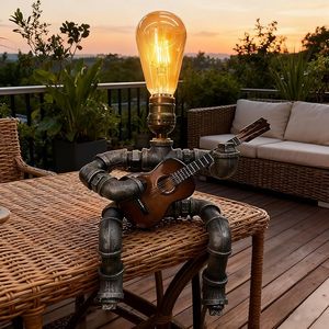 Lampe de table en forme de <span class=keywords><strong>guitare</strong></span>, accessoires pour <span class=keywords><strong>guitare</strong></span>, cadeaux originaux pour les amoureux de la musique, les guitaristes, <span class=keywords><strong>cadeau</strong></span> pour homme, lampe steampunk - Product Image 4