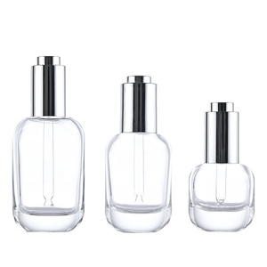 Có thể tái chế 15ml 30ml 50ml quay Báo Chí bơm tinh dầu Huyết thanh chai thủy tinh dày phẳng hình bầu dục Chai nhỏ giọt - Product Image 2