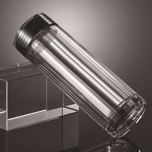 Double-Walled Glass Cup 16-Sided With Lid Heat Insulating For Tea And Water - Product Image 1