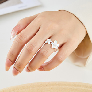Flower Open Ring Adjustable Women's Index Finger Jewelry Gift Prong Setting - Product Image 2
