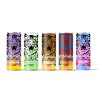 Boîte de bouteilles en vrac de boisson énergisante faible en glucides, infusée au ginseng et au citron, saveur framboise, 330 ml, entièrement personnalisable, gazeuse