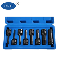 LXDTE Lot de 8 douilles à chocs hexagonales 1/2 pouce en acier Cr-Mo H5-H19 phosphatées avec étui pour clé à chocs pneumatique et réparation automobile