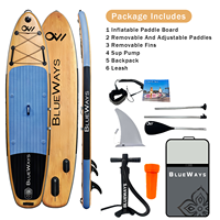 Planche de paddle gonflable à design grain de bois, directement de l'usine, polyvalente avec accessoires complets et certifiée CE