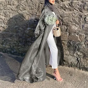 Модное мусульманское Макси-платье Abaya Dubai, турецкое блестящее атласное кимоно, Бангладеш, Исламская одежда, кафтан, кардиган