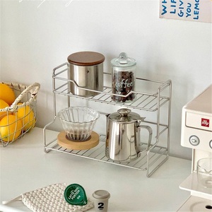 New Standing Type Double-layer Stainless Steel Kitchen Seasoning <b>Rack</b> Waterproof Towel Storage Drain Cup Holder - Product Image 1