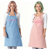Tablier de travail ajustable avec boutons au niveau du cou, 2 grandes poches, 7 couleurs disponibles pour coiffeur, esthéticienne, pâtisserie, service de restauration