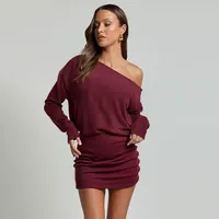 Robe moulante élégante à épaules dénudées, manches longues, mode printemps-été, commande en gros