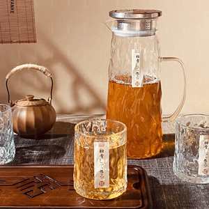 Glacier Pattern Water <b>Set</b> 7 Piece High Borosilicate Glass Pitcher With Cups For Home <b>Beverage</b> <b>Serving</b> - Product Image 2