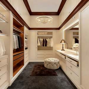 Armoire de dressing avec portes en verre, style européen, blanc, BALOM, intérieur en bois, sur mesure, chambre à coucher, rangement - Product Image 3