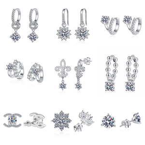 Brincos de Moissanite Redondos em Prata Esterlina 925 com Corte Floco de Neve, Testador de Diamantes VVS, Joias Femininas para Casamento 0.5ct - Promoção Imperdível - Product Image 1