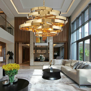 Anillos de pintura dorada brillante, lámpara colgante de araña de lujo, decoración moderna, luz colgante - Product Image 5