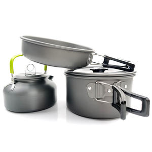 Ensemble de cuisine de camping portable et léger en acier inoxydable poli, comprenant une poêle, une casserole et un couvercle en acier inoxydable, pour cuisinière à gaz de voyage - Product Image 3