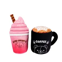 Famipet Design all'ingrosso tazza di caffè serie morbido farcito stridulo cane giocattoli peluche Pet Squeak Toys
