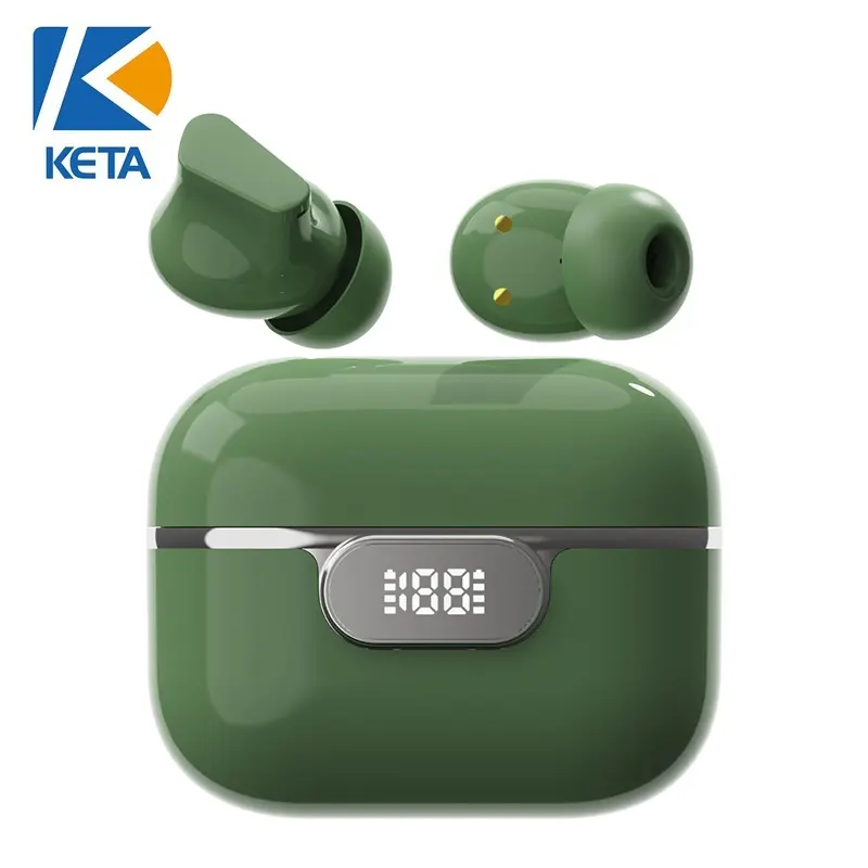 Electronics LED Battery Display ENC USB C Port 24 Hours Green True Wireless Earbuds Music Headphone With Sound Isolation