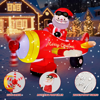 Avion de Noël gonflable de 8 pieds avec Père Noël et éclairage LED, décoration de Noël pour jardin, pelouse, maison, extérieur, fête de fin d'année