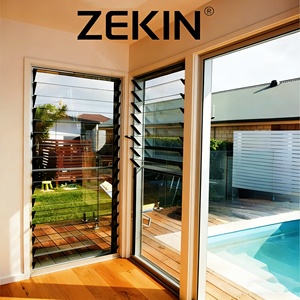 Ventana de Aluminio con Persianas de Vidrio Ajustables y Personalizables, con Pantalla Extraíble, Precio Económico, Persianas de Vidrio en Venta - Product Image 1