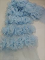 Tissu 3D superposé en maille à grandes ondulations avec dentelle brodée en tulle, tricoté en trame, 100% polyester, pour jupes bouffantes style gâteau pour filles et robes de mariée