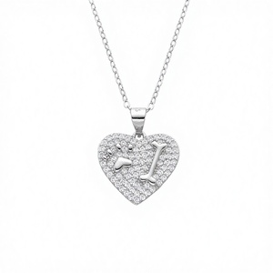Collier Pendentif Cœur Brisé en Zircon Naturel et Acier Inoxydable Plaqué Or Entièrement Sertie de Zircons, Style Hip Hop, Idéal Cadeau - Product Image 2