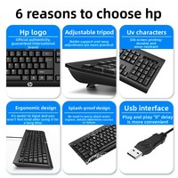 H.P KM100 Keyboard Mouse Berkabel Ringan Senyap 1000 DPI untuk Windows Desktop Laptop USB Bisnis Kantor Gaming Tersedia di Stok