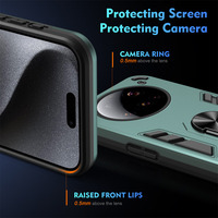 Étuis de téléphone robustes pour Xiaomi 17 Pro Max 17 Pro 15 Ultra 5G avec support d'anneau, béquille, protection contre les chocs, PC TPU, protection de l'appareil photo