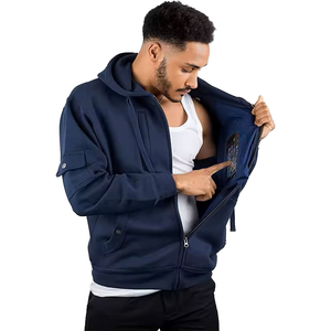 High Street Trend Hombres Cremallera Sudadera con capucha Personalizada Venta al por mayor Poliéster/Algodón Impermeable Transpirable Invierno Moda Gráfico Elegante - Product Image 1