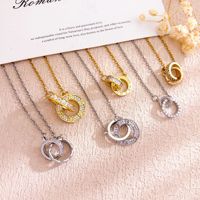 Collier double anneau en zircon fin, plaqué or véritable sur cuivre, avec chaînes en bambou, accessoires sportifs pour femme, ensemble cadeau tendance