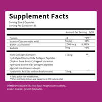 Capsules de collagène complexe multi-types I, II, III, V, X avec biotine, vitamine C et acide hyaluronique pour la santé des femmes, marque privée OEM
