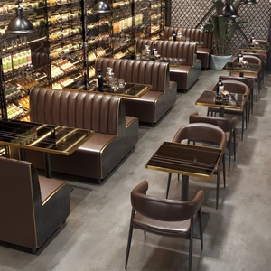 Juego de Mesa y Sofá de Dos Plazas Estilo Vintage Industrial de PU Personalizado al por Mayor para Restaurante, Cafetería, Hotel, Hospital - Product Image 2