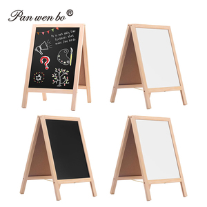 <span class=keywords><strong>Tableau</strong></span> <span class=keywords><strong>noir</strong></span> double face en bois sur support en A pour table, restaurant, mariage, entreprise - Product Image 1