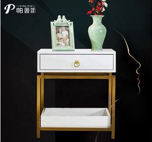 Light Luxury Gold Frame <strong>Bedside</strong> Cabinet <strong>Table</strong> <strong>Tiny</strong> White Nordic Bedroom Furniture with Drawer Wooden Nightstand Living Room Home - Product Image 3