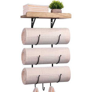 <span class=keywords><strong>New</strong></span> treo tường gỗ và thép không gỉ Rack khăn cho khách sạn tùy chỉnh phòng tắm Kệ đầy màu sắc Rack khăn - Product Image 1