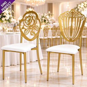 Sino Perfect apilable oro blanco Metal Phoenix Silla de comedor de lujo moderno cena sillas habitación lujo boda banquete eventos - Product Image 1