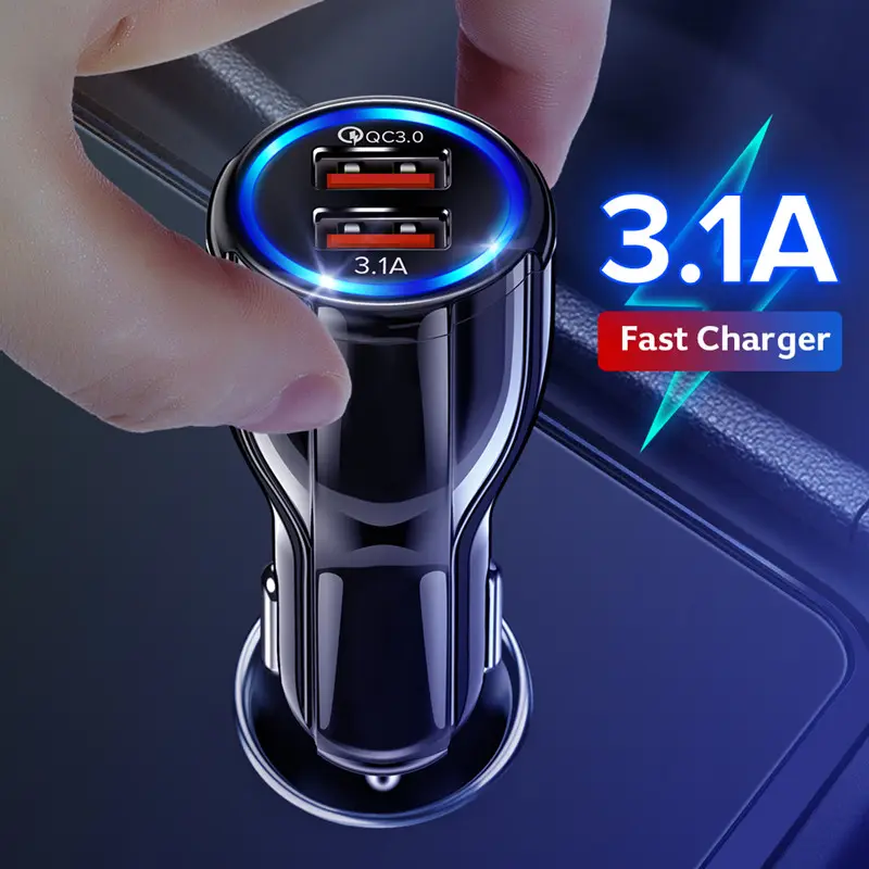 Eonline 18W 3.1A Dual USB Quick Charge 4.0 3.0 USB Car Charger For Xiao Mi9 Huawei QC4.0 QC3.0 Fast PD USB C Car Phone Charger