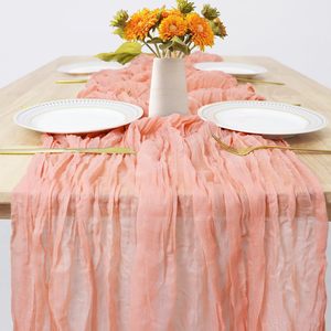Decoraciones para fiestas de té en casa, camino de mesa rosa de 120 pulgadas y 10 pies, tela de queso, gasa rústica, camino de mesa para boda y bebé - Product Image 3