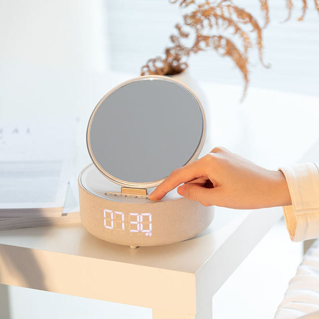 Bluetooth Speaker with Multifunctional Speaker Wireless Charger FM Clock Radio Adjustable LED Night Light