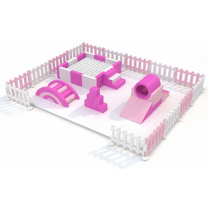 Juego de bloques de construcción de plástico rosa de alta calidad para área de juegos interior - Product Image 1