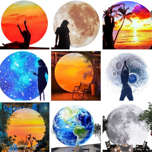 Boîte à lumière ronde pour influenceurs, décorations créatives pour l'atmosphère, thème coucher de soleil et lune, effet film doux, Cabo - Product Image 5