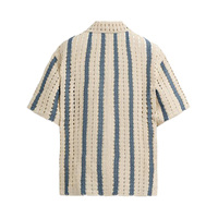 Gilet boutonné en maille crochetée personnalisé, tricoté ajouré, rayé, à manches courtes, haute qualité, OEM, pour l'été et le printemps, vente en gros