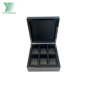 Guangzhou manufacture luxury black wooden incense burner packaging box jewelry badge bracelets wooden box for watch