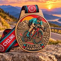 Médailles plaquées or, argent et cuivre, médailles sportives en métal rectangulaires, logo en émail 3D personnalisé, médailles de cyclisme avec ruban pour les compétitions