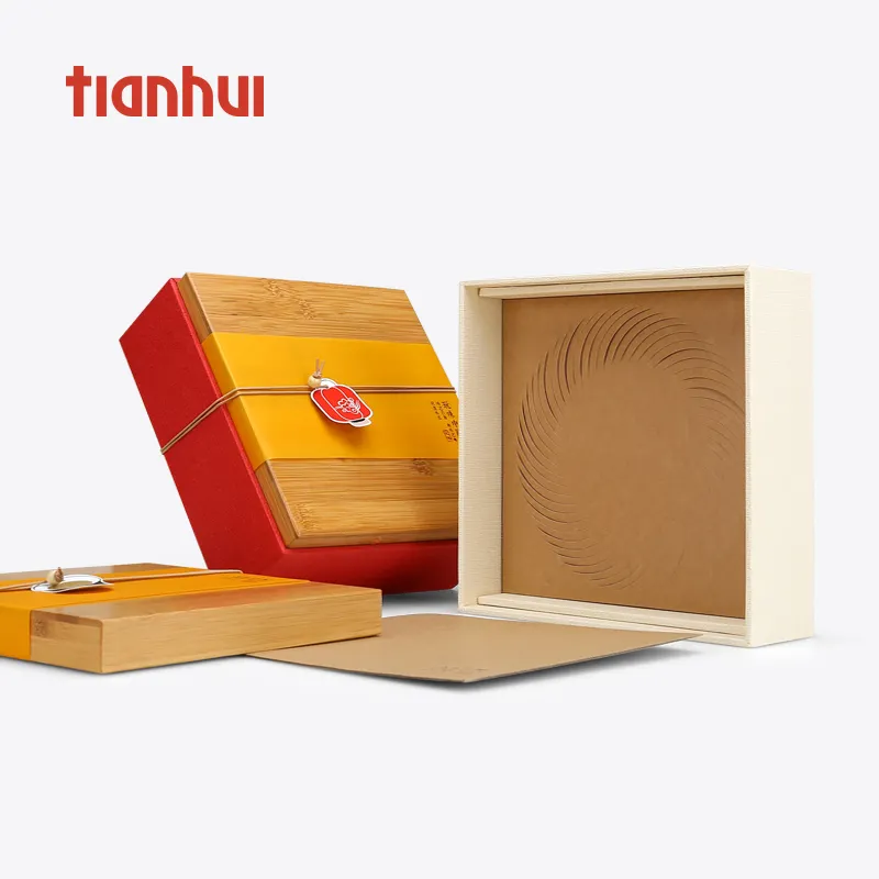 Boîte en bois de bambou avec Logo gravé personnalisé, coffret cadeau, 12 pièces
