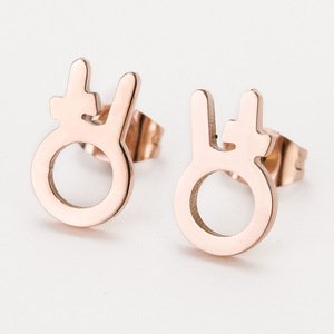 Cartoon Bunny <b>Stud</b> <b>Earrings</b> Rose Gold 304 Stainless Steel For Women Gift - Product Image 3