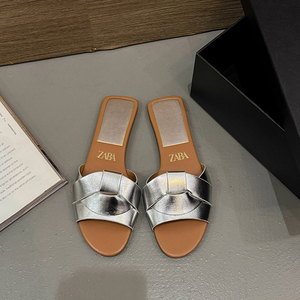 Sandali Piatti Intrecciati Argento <span class=keywords><strong>da</strong></span> <span class=keywords><strong>Donna</strong></span> 2025, Punta Aperta, Moda Casual Estiva, Comodi per Uso Quotidiano e Feste - Product Image 4