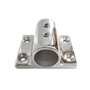 Base spéciale en tube carré en acier inoxydable de 25 mm pour mât de drapeau et garde-corps de terrasse avec quincaillerie à double vis - Product Image 1