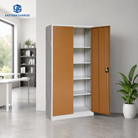 Archivador Metálico de Acero con Doble Puerta con Cerradura y 4 Estantes Ajustables de Gran Capacidad para Almacenamiento de Documentos de Oficina