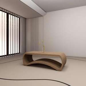 ML-CF06 Mesa de Centro de Madera Sólida Curva Moderna de Diseño Minimalista, Ecológica, con Almacenamiento, Color Personalizable, Muebles para Sala de Estar - Product Image 6