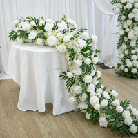 Dekorasi Pernikahan Elegan Boho Ivory White Mawar Buatan Eucalyptus 200x40cm, Hiasan Tepi Panggung, Jalan Setapak, Perlengkapan Dekorasi, Rangkaian Bunga Lantai