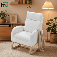 Fauteuil à bascule en tissu Teddy avec base en bois pour salon, chambre d'enfant, chambre à coucher, vente en gros directe d'usine