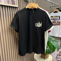 Kaos Pria Musim Panas Model O-Neck Longgar Berbahan Serat Poliester Rajut Lengan Pendek Motif Kartun Gaya Amerika Grosir